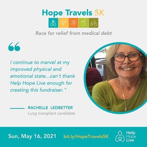 a picture of client Rachelle Ledbetter with a quote about her participation in Hope Travels